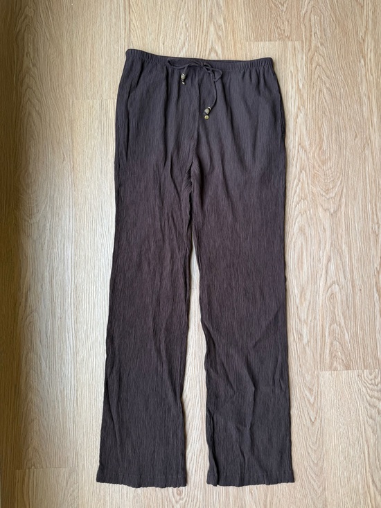 Zara Pants - Zara Brown Crinkle Textured Drawstring Pants | Size Medium